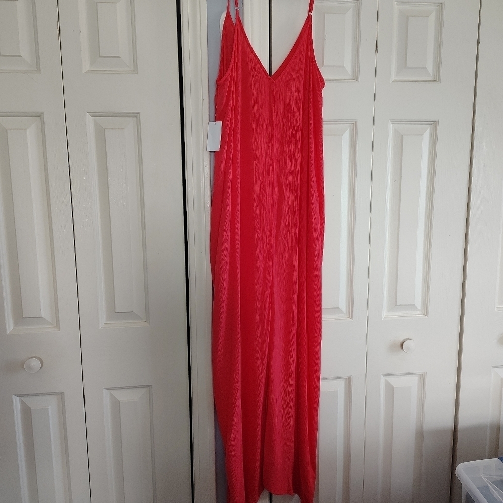 Nordstrom Rack Lovestitch gauze Maxi Dress Hibiscus S/M